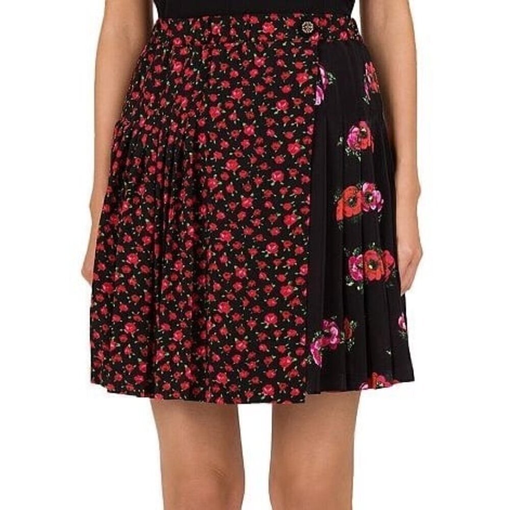 The Kooples Pleated Floral Silk Wrap Skirt